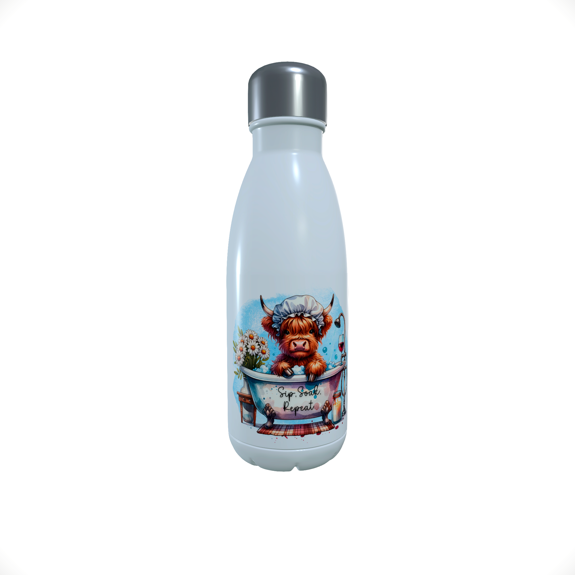 Highland Cow in the Bath...500ml thermal drinks bottle